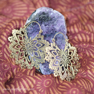 Floral Mandala Brass Earrings