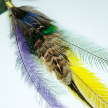 Load image into Gallery viewer, Multicolour Peacock and Emu Feather Earring
