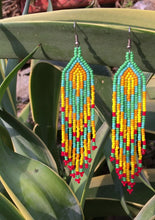 Load and play video in Gallery viewer, Turquoise Beaded Hanging Earrings
