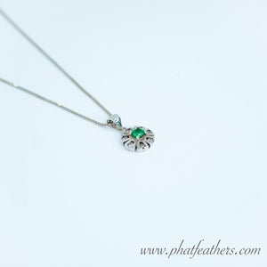 Floral Emerald Earrings and Necklace Set