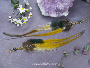 Long Yellow Feather Earrings