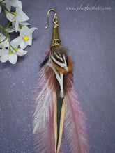 Load image into Gallery viewer, Long Pink Feather Earrings

