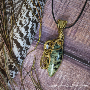 Serpentine Bronze Wrapped Statement Necklace