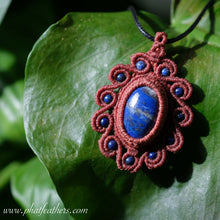 Load image into Gallery viewer, Statement Lapis Lazuli Macrame Necklace
