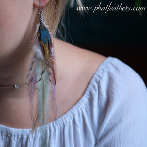 Statement Blue Macaw Feather Earring