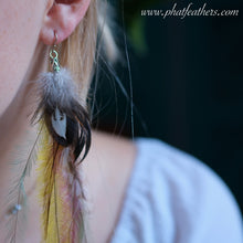 Load image into Gallery viewer, Multicoloured Statement Emu Feather Earring
