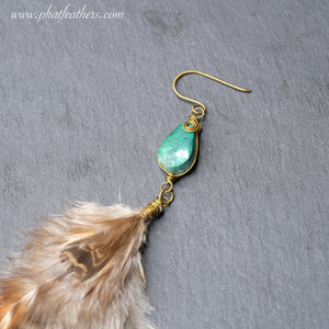 Boho Chicken and Emu Feather Earring