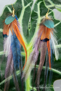 Blue Macaw Feather Earrings