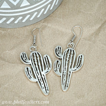 Load image into Gallery viewer, Cactus Dangle Brass Earrings
