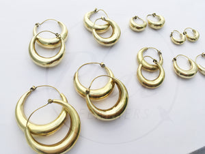 Brass Chunky Hoop Earrings