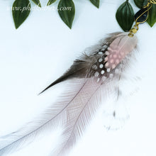 Load image into Gallery viewer, Flamingo and Guinea Fowl Ethical Feather Earring
