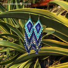 Load image into Gallery viewer, Royal Blue Beaded Hanging Earrings
