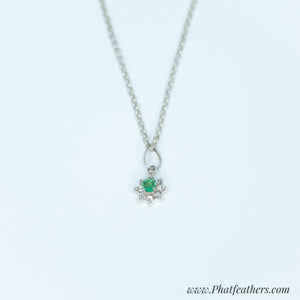 Flower Emerald Earrings and Necklace Set