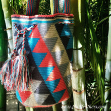 Load image into Gallery viewer, Blue/Orange Handmade Colombian Wayuu Bag

