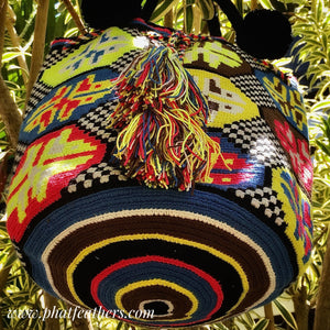 Yellow/Black Pom-pom Handmade Colombian Wayuu Bag