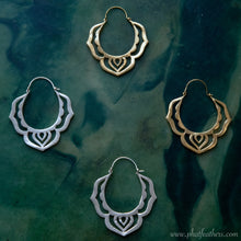 Load image into Gallery viewer, Lotus Flower Hoop Earrings
