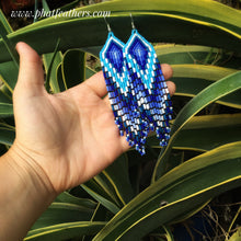 Load image into Gallery viewer, Royal Blue Beaded Hanging Earrings
