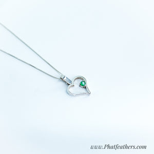 Heart Emerald Earrings and Necklace Set