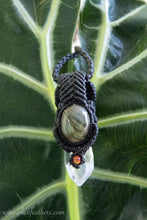 Load image into Gallery viewer, Pointed Crystal Quartz/Labradorite/Fire Agate Pendant
