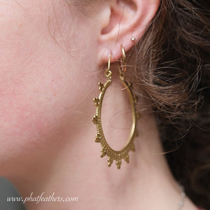 Brass Spike Circular Hoop Earrings