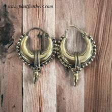 Load image into Gallery viewer, Chunky Spike and Chain Brass Earrings
