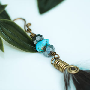 Vibrant Peacock and Emu Feather Earring