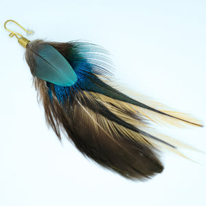 Boho Macaw and Peacock Feather Earring