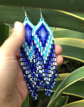 Load and play video in Gallery viewer, Royal Blue Beaded Hanging Earrings
