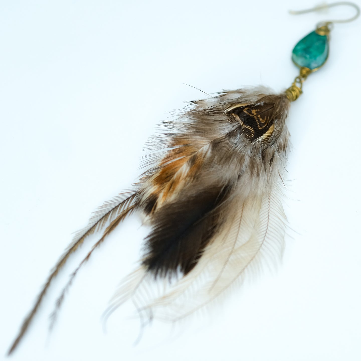 Boho Chicken and Emu Feather Earring