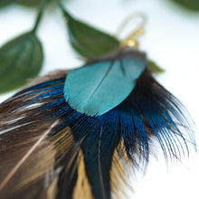 Load image into Gallery viewer, Boho Macaw and Peacock Feather Earring
