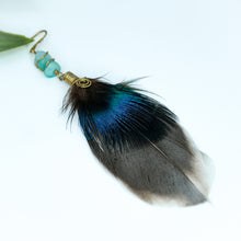 Load image into Gallery viewer, Statement Peacock and Goose Feather Earring
