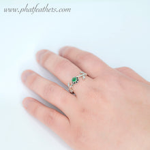 Load image into Gallery viewer, Leafy Emerald &amp; Zircons Ring Size O
