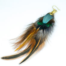 Load image into Gallery viewer, Bold Macaw and Peacock Feather Earring
