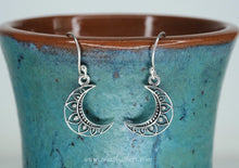 Load image into Gallery viewer, Dangling Crescent Moon Earrings
