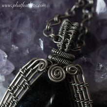 Load image into Gallery viewer, Obsidian Necklace with intricate Alpaca Silver wire
