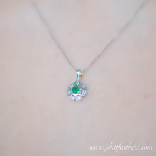 Load image into Gallery viewer, Floral Emerald Earrings and Necklace Set
