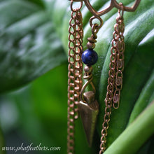 Load image into Gallery viewer, Brass Seed of Life Blue Macrame Necklace
