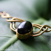 Load image into Gallery viewer, Black Onyx Necklace with Flat Brass Wire
