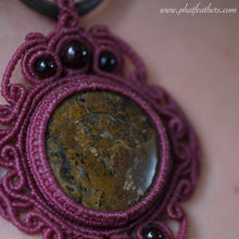 Load image into Gallery viewer, Stromatolite and Garnet Macrame Necklace

