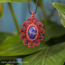 Load image into Gallery viewer, Statement Lapis Lazuli Macrame Necklace
