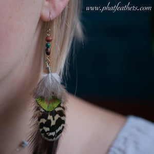 Statement Green Peacock Feather Earrings