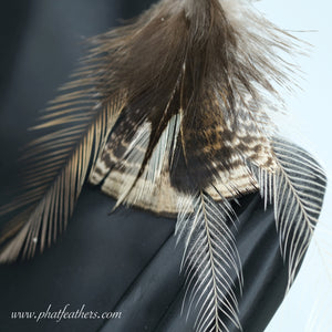 Turkey and Emu Feather Earring with Sodalite Bead