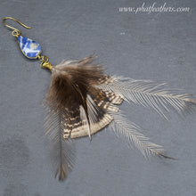 Load image into Gallery viewer, Turkey and Emu Feather Earring with Sodalite Bead
