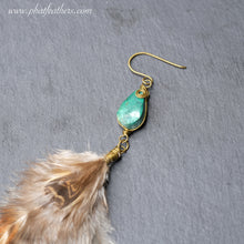 Load image into Gallery viewer, Boho Chicken and Emu Feather Earring
