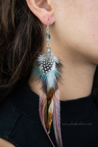 Herkimer Diamond Feather Earrings