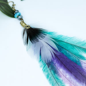 Vibrant Peacock and Emu Feather Earring