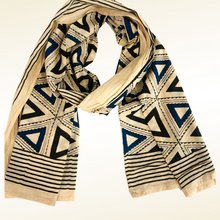 Load image into Gallery viewer, Block Print Big Triangle Scarf
