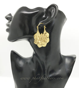 Big Brass Flower Earrings