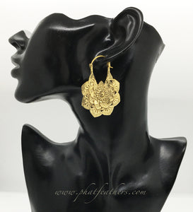 Big Brass Flower Earrings