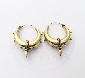 Brass Spike Hoop Earrings